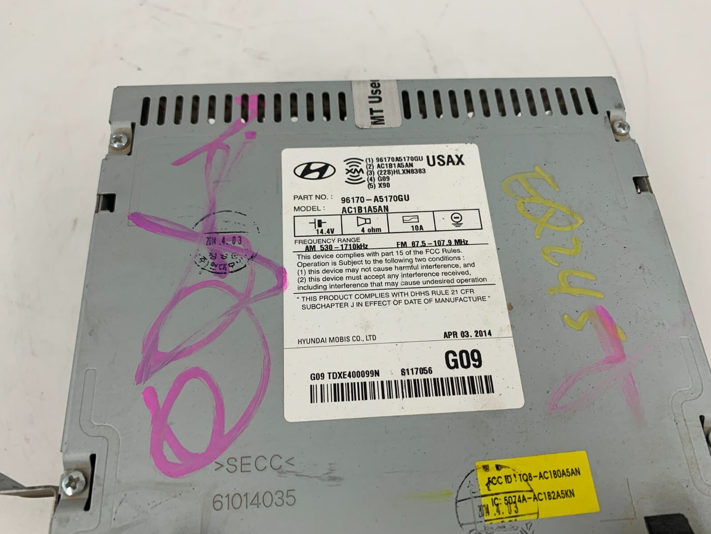 2013-2015 Hyundai Elantra AM FM CD Player Radio Receiver OEM D02B64009