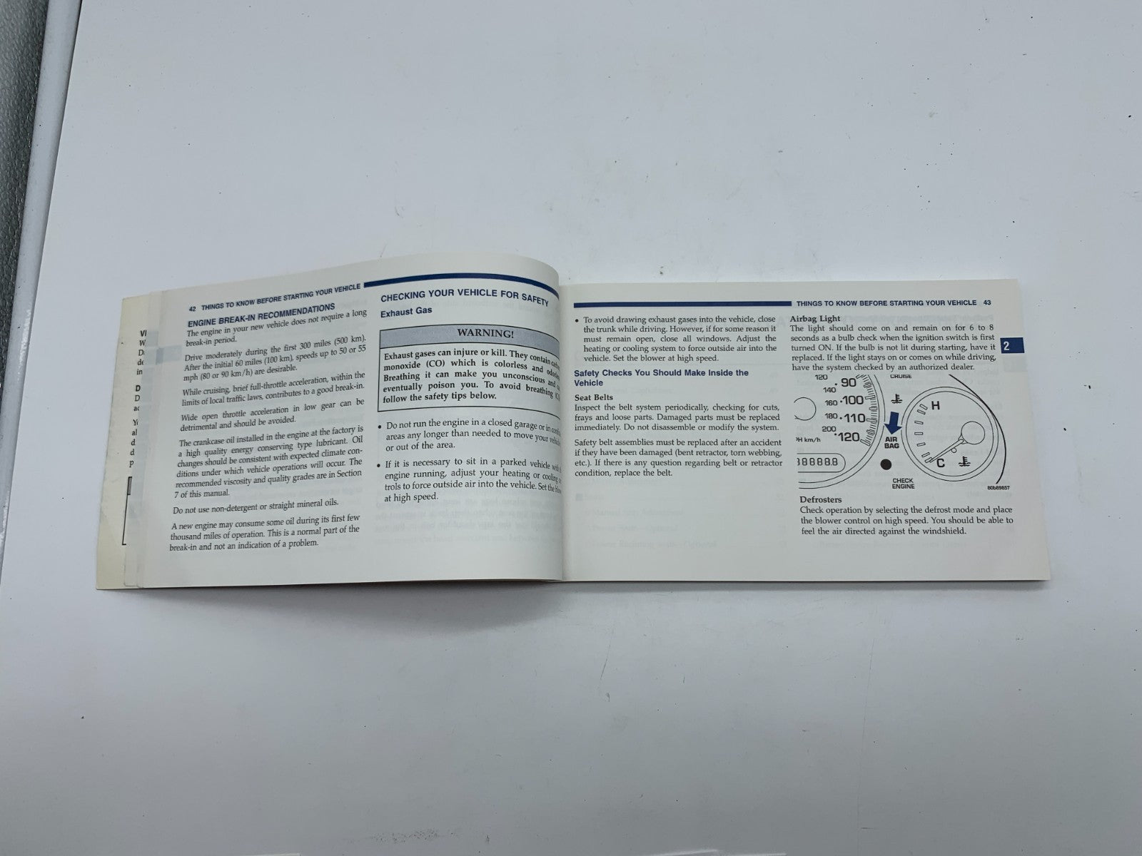 2001 Dodge Intrepid Owners Manual OEM A01B36043