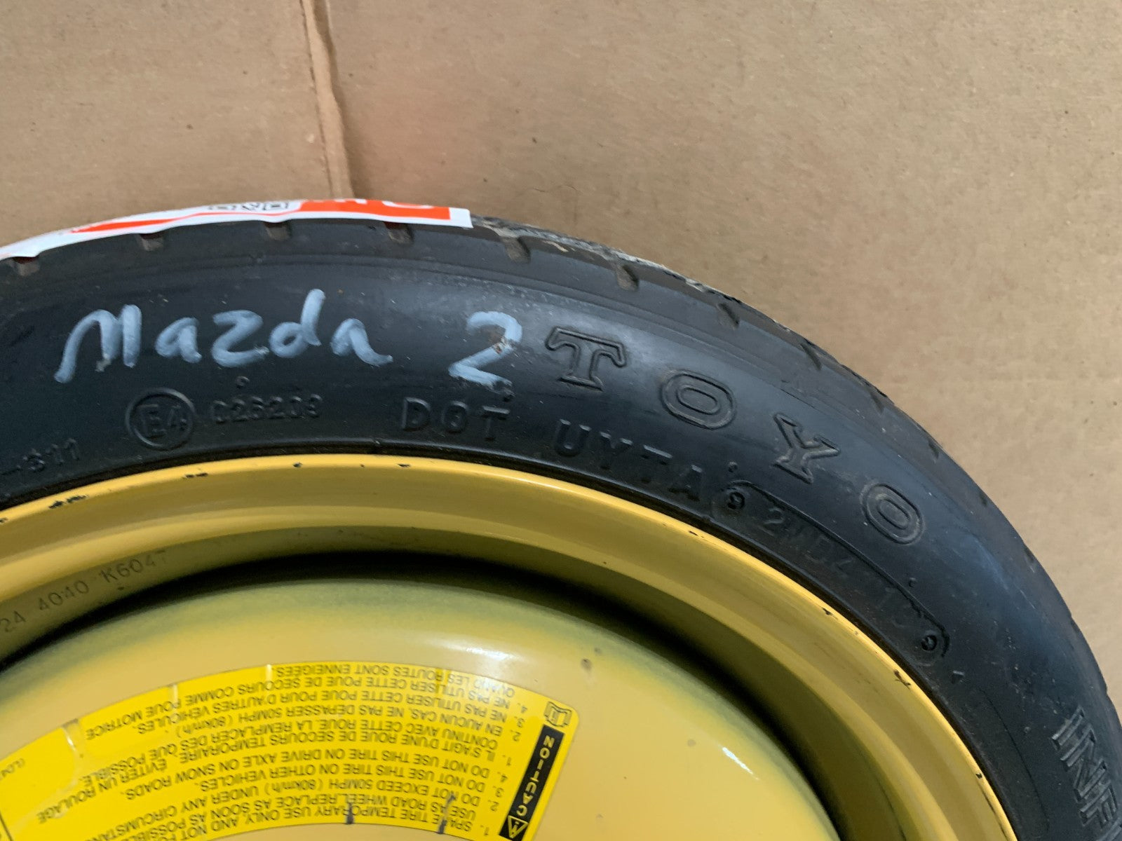 2011-2014 Mazda 2 Mazda2 14" Spare Tire Compact Donut T115/70D14