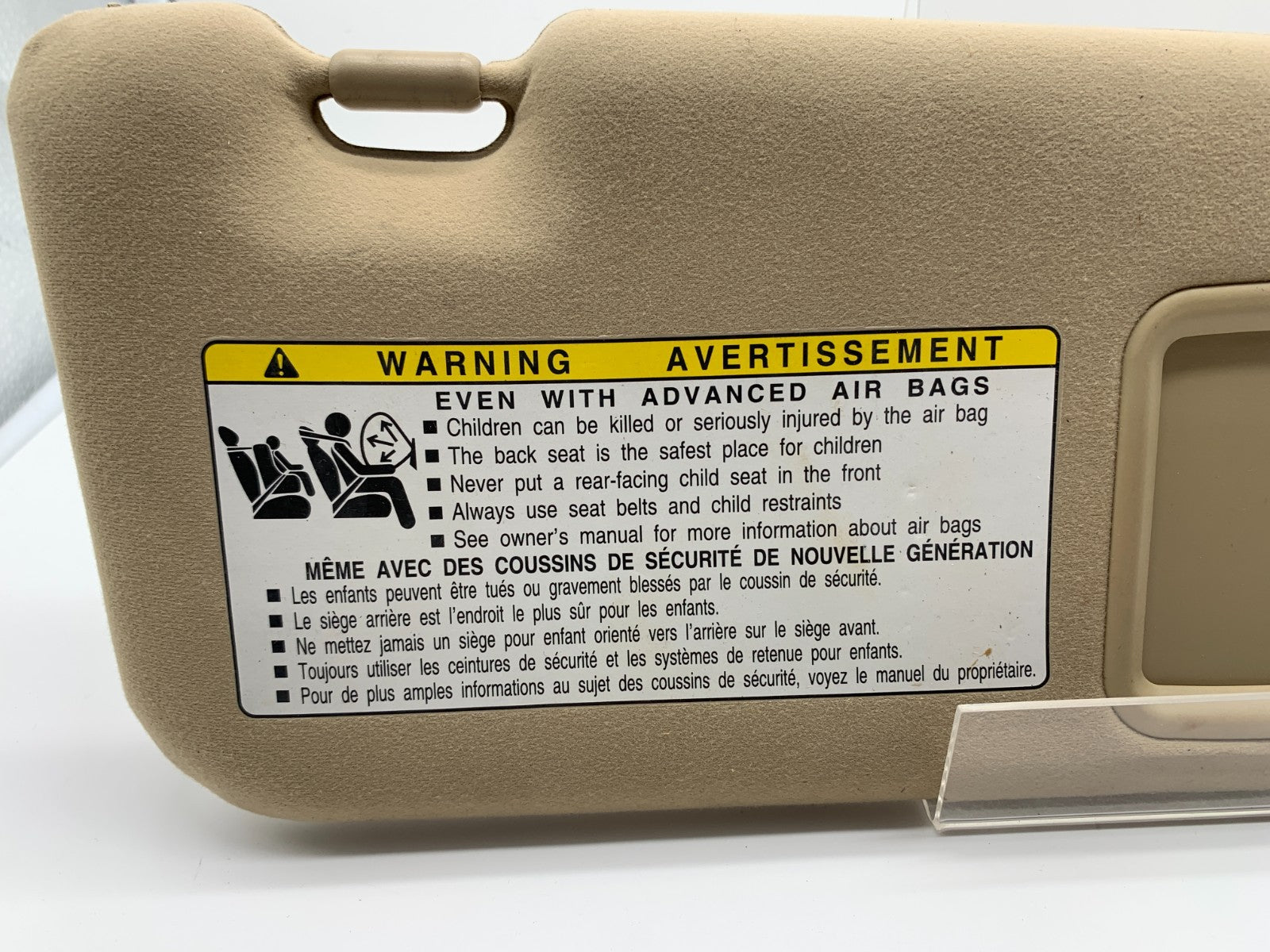 2007-2009 Lexus ES350 Passenger Sun Visor Beige Illuminated OEM A04B31009