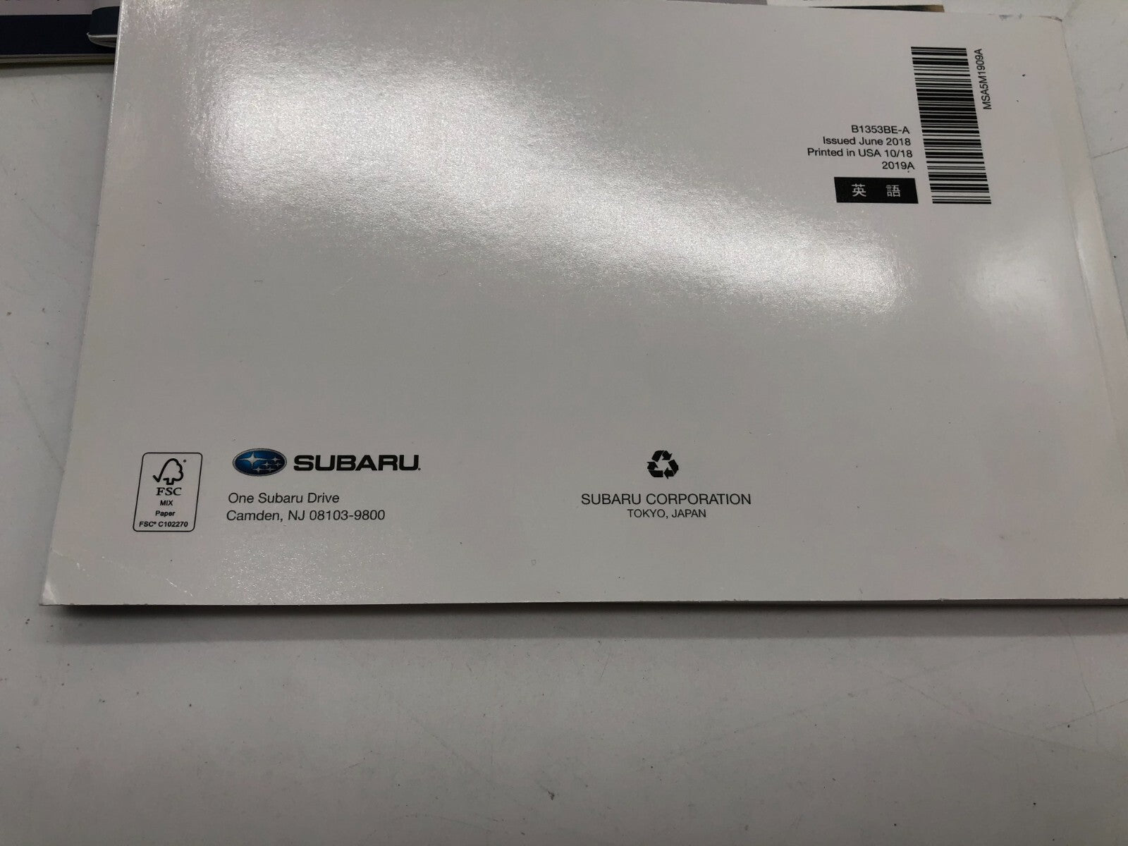 2019 Subaru Impreza Owners Manual Set with Case OEM E03B09058