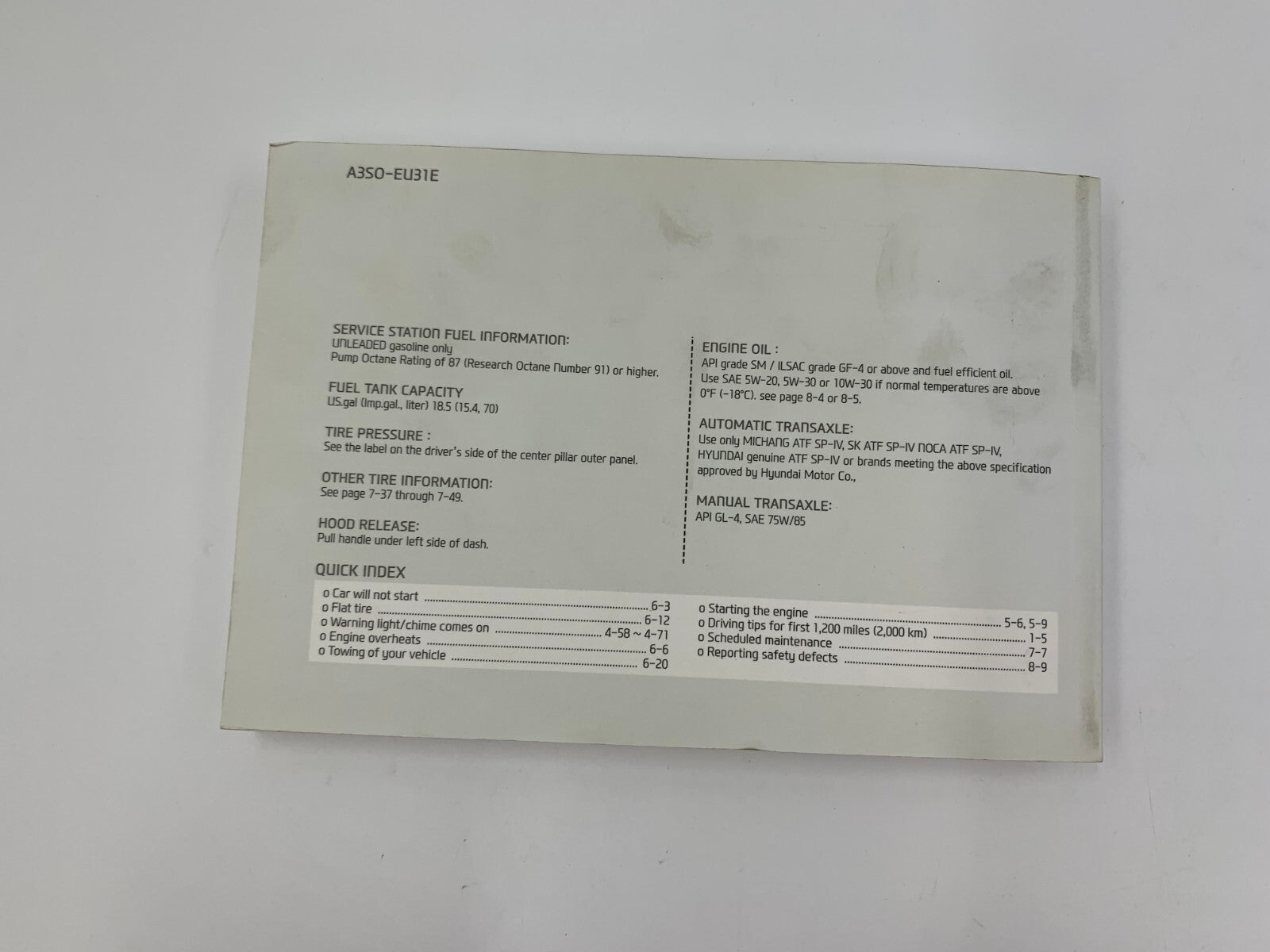 2013 Hyundai Sonata Owners Manual OEM B04B33043