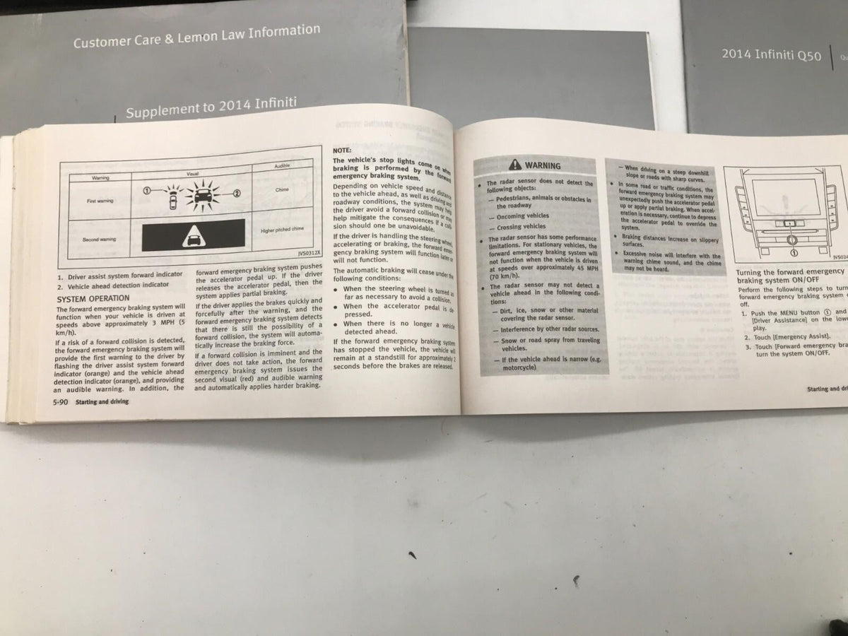 2014 Infiniti Q50 Q 50 Owners Manual Set with Case OEM D01B41066