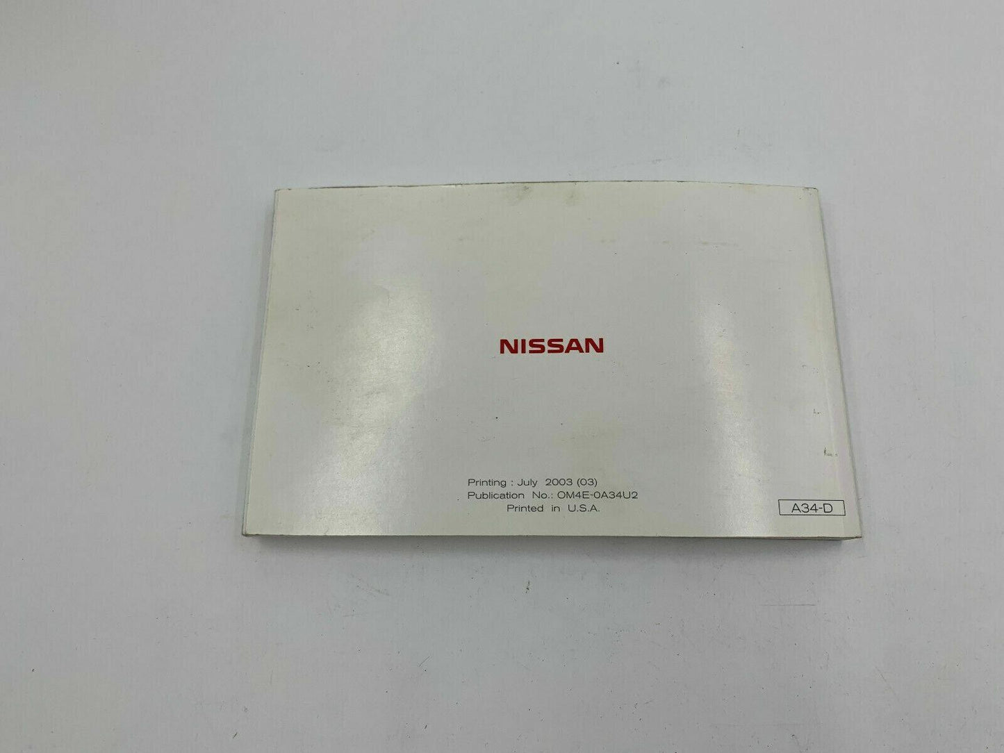 2004 Nissan Maxima Owners Manual OEM D02B25087