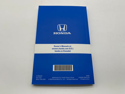 2020 Honda Civic Hatchback Owners Manual Set with Case OEM B03B24015