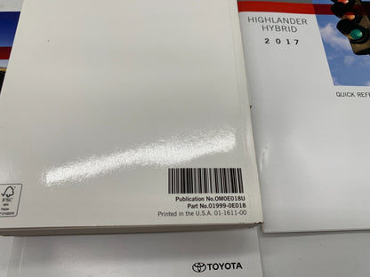2017 Toyota Highlander Hybrid Owners Manual Set with Case OEM