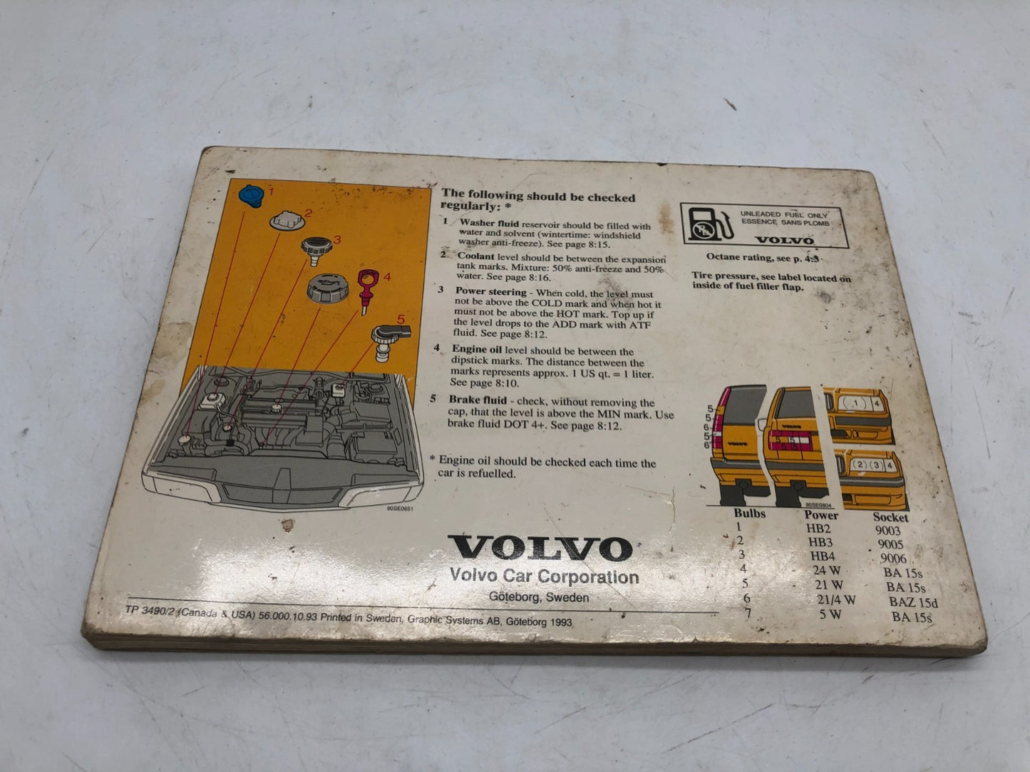 1994 Volvo 850 Owners Manual OEM A01B04009
