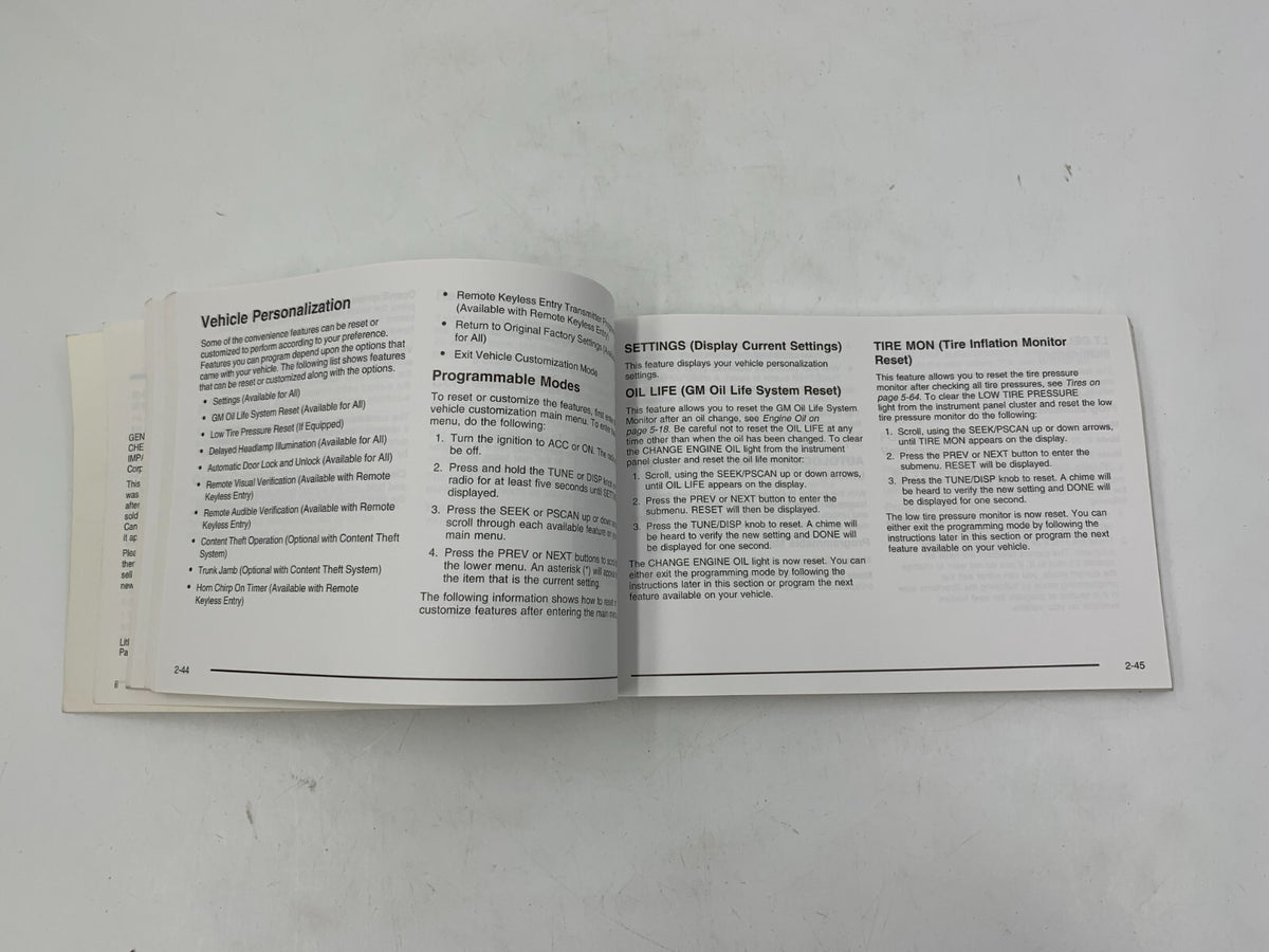 2004 Chevrolet Impala Owners Manual OEM Chevy D01B17056