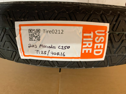 2013 Mercedes Benz C250 16" Spare Tire Wheel Compact Donut T125/90R17