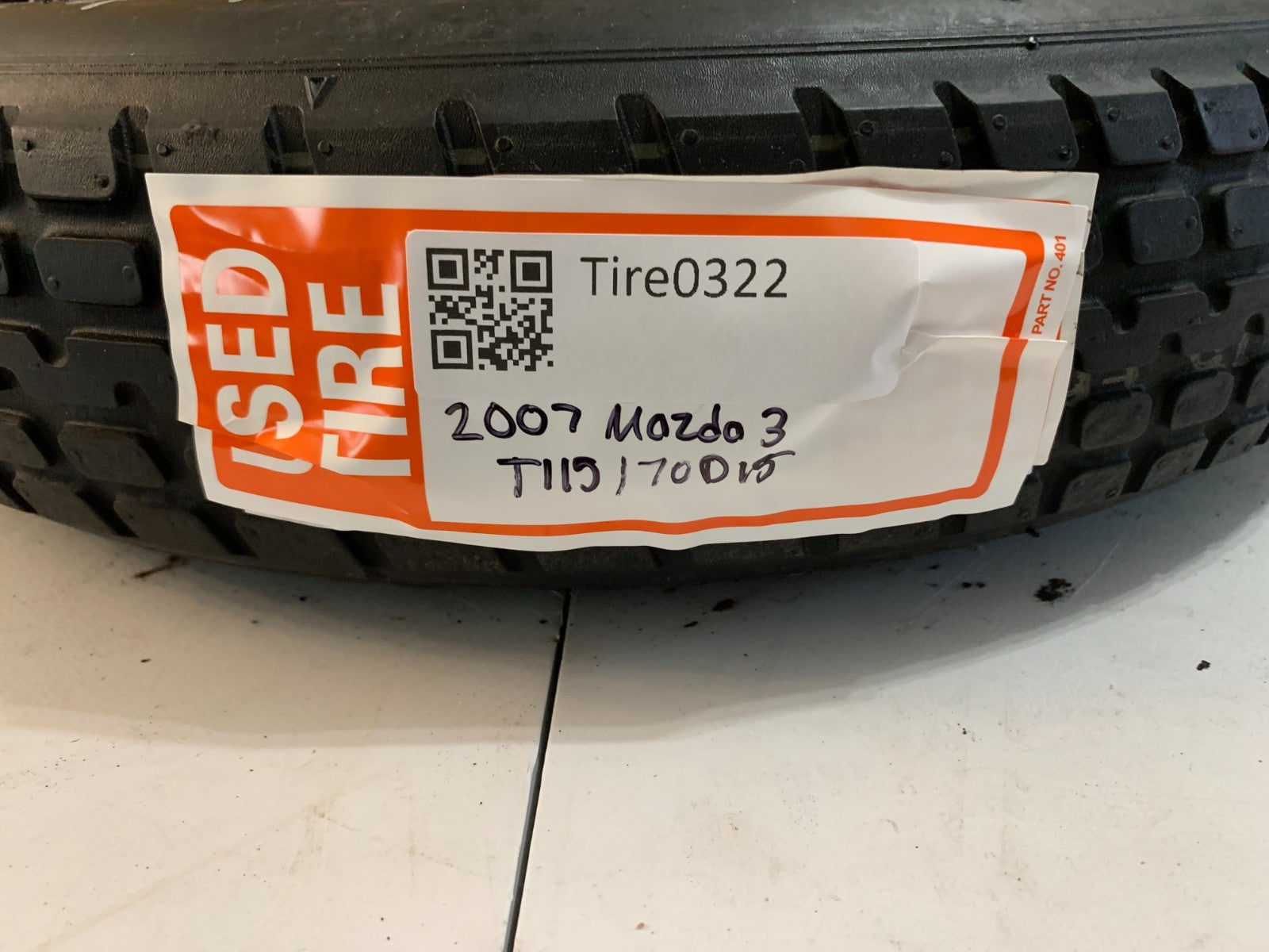 2004-2009 Mazda 3 Mazda3 15" Spare Tire Compact Donut T115/70D15 OEM