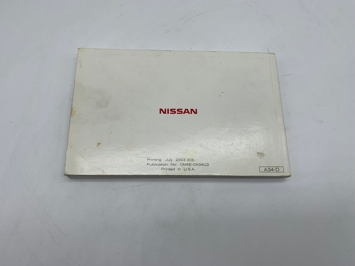 2004 Nissan Maxima Owners Manual OEM R01B37032