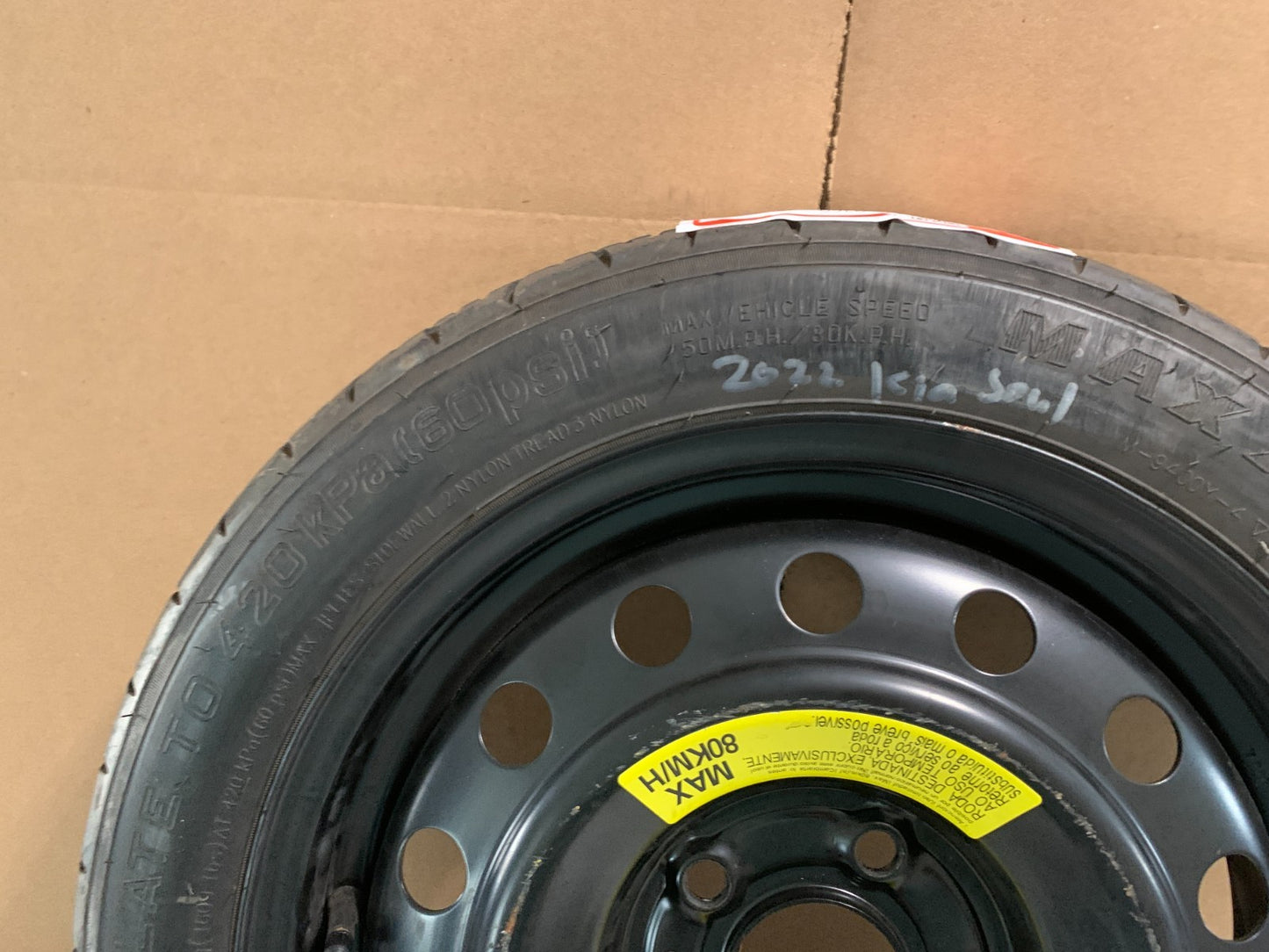 2014-2025 Kia Soul Spare Tire 16" Compact Donut T125/80D16