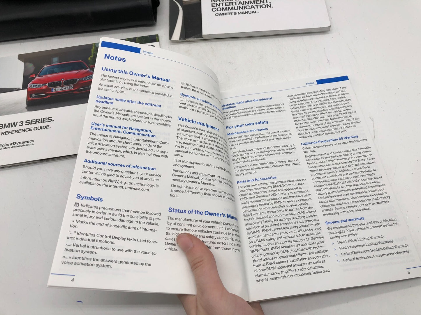 2012 BMW 3 Series Owners Manual Set with Case OEM E02B40066