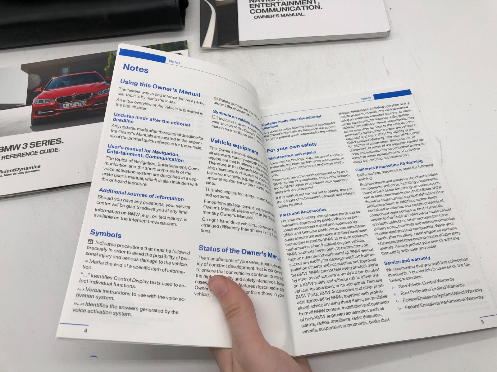 2012 BMW 3 Series Owners Manual Set with Case OEM E02B40066