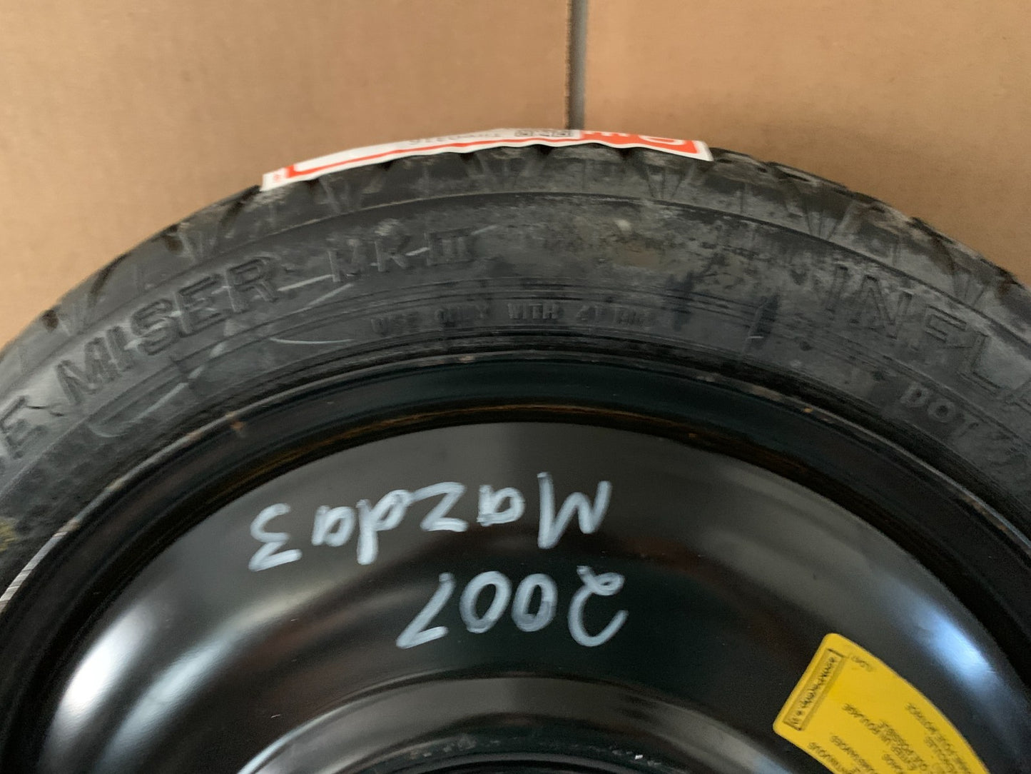 2004-2013 Mazda 3 Mazda3 16" Spare Tire Compact Donut T125/70D16