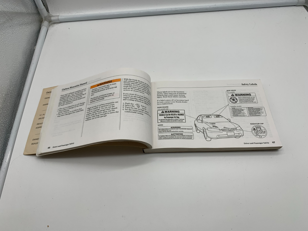 1999 Honda Accord Owners Manual OEM C01B56013