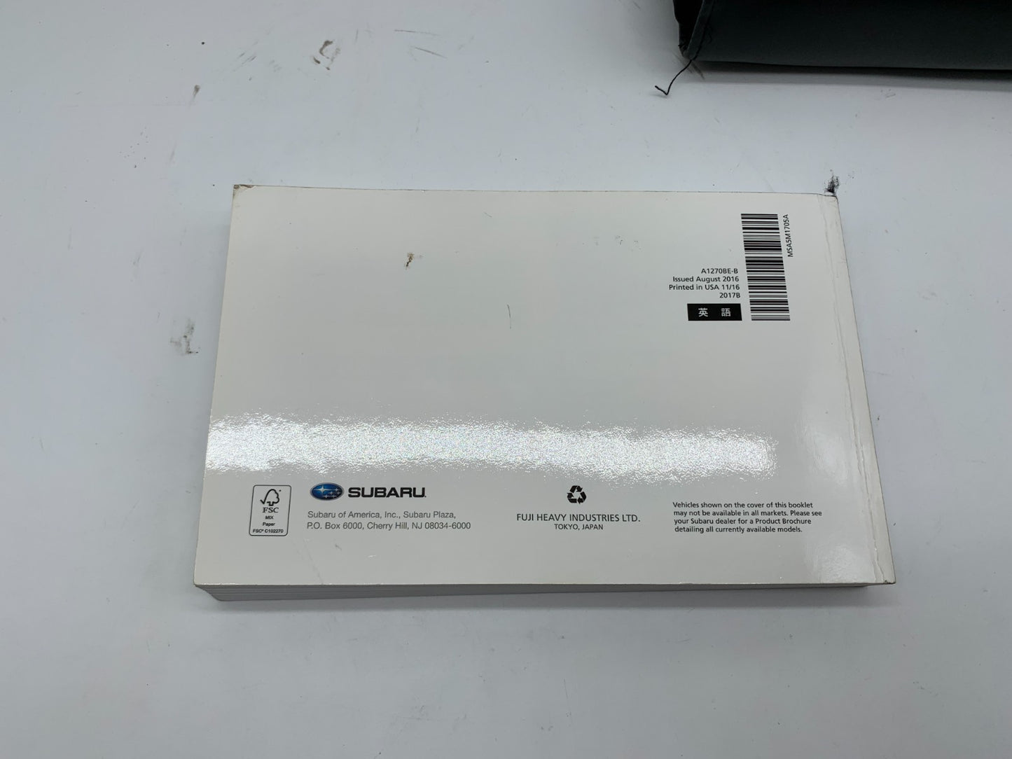 2017 Subaru WRX Owners Manual with Case OEM A02B50054