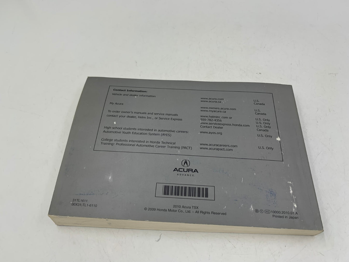 2010 Acura TSX Owners Manual Set with Case OEM C02B41026