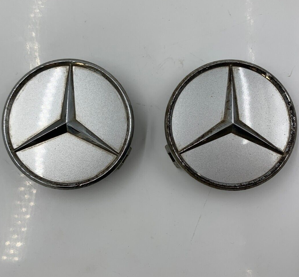 Mercedes-Benz Rim Wheel Center Cap Set of 2 Chrome 2-3/4 inch OEM B01B21031