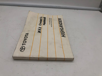 2002 Toyota Highlander Owners Manual OEM B02B08038