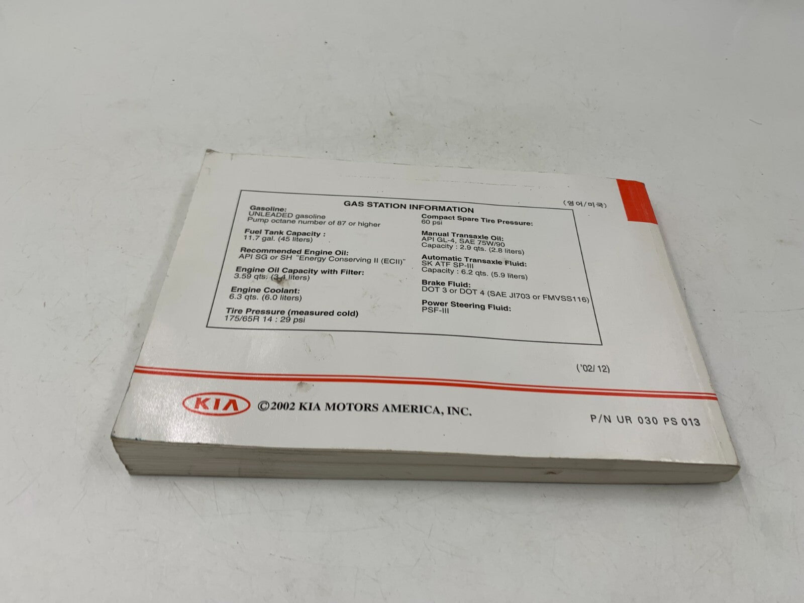 2003 Kia Rio Owners Manual OEM D04B31087