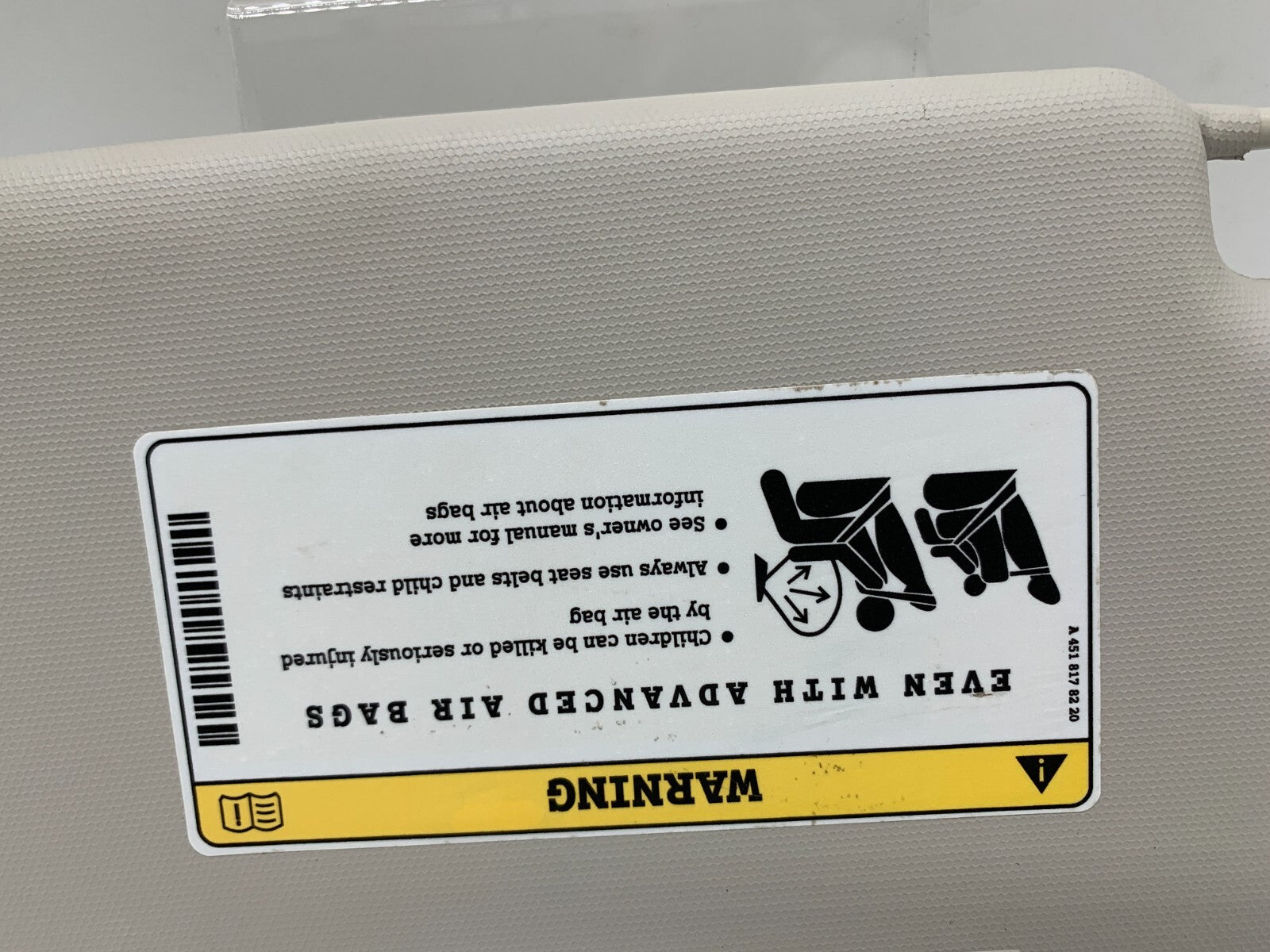 2008-2016 Smart Fortwo Passenger Sun Visor Gray OEM E02B64004