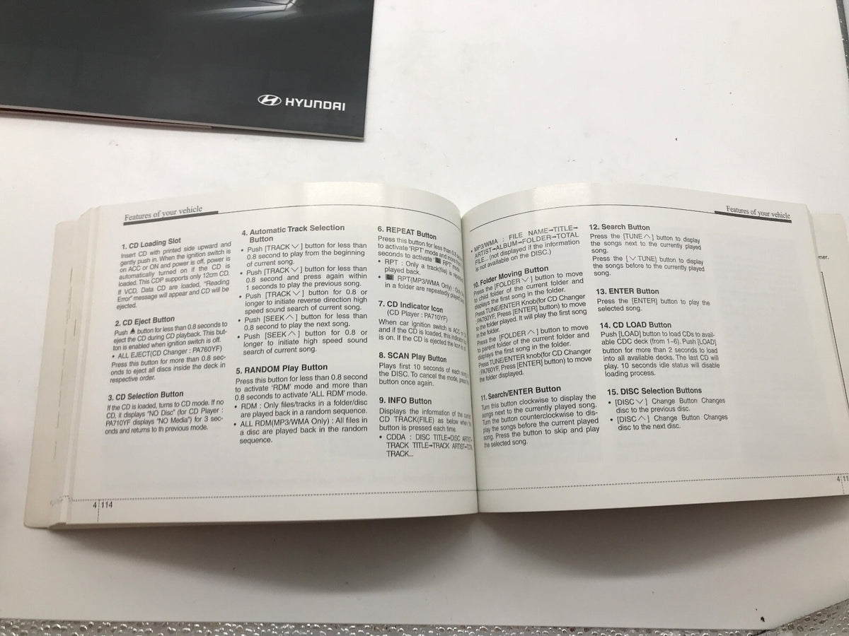 2011 Hyundai Sonata Owners Manual Set with Case OEM R01B05017
