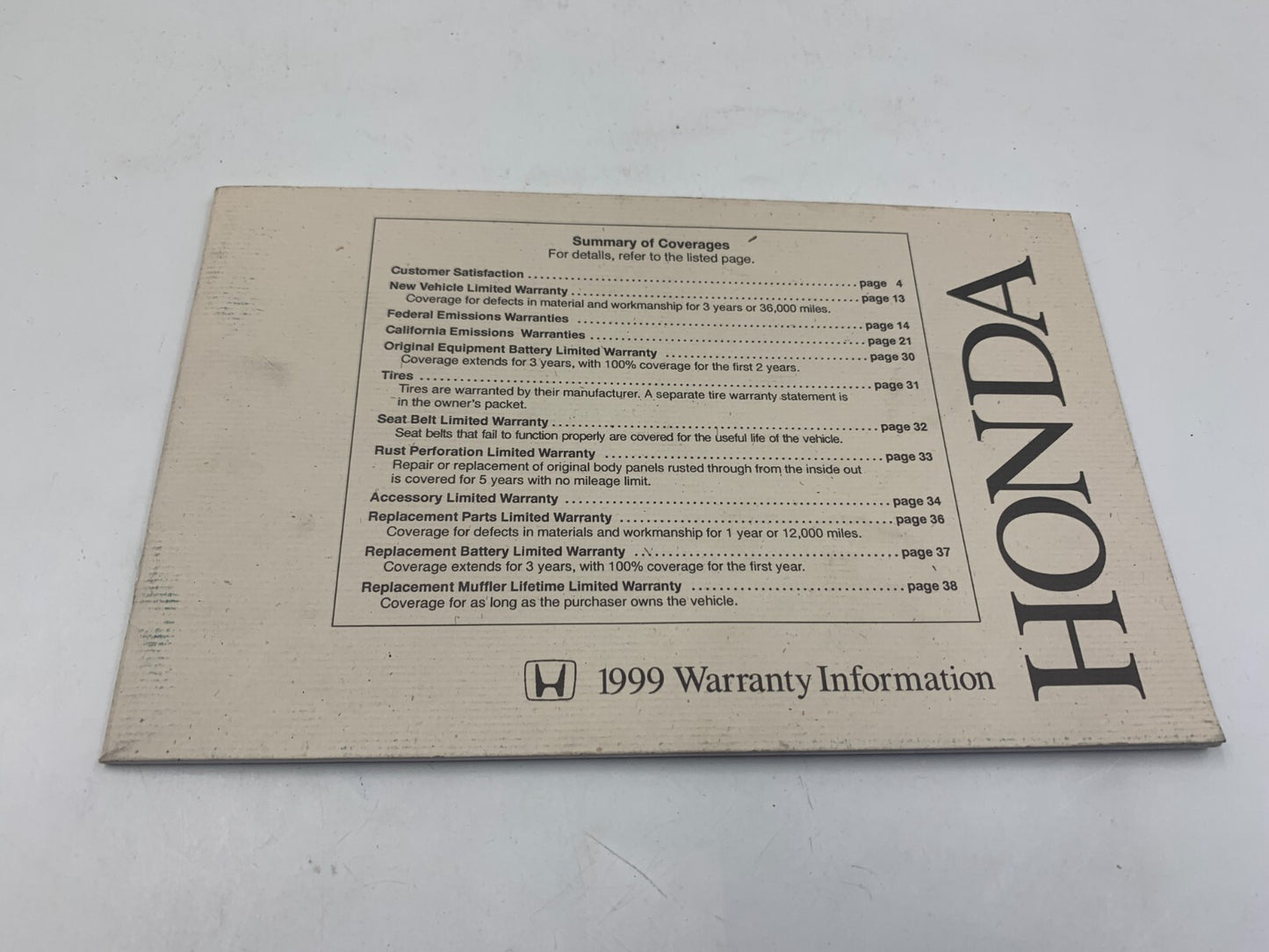 1999 Honda Odyssey Owners Manual Set with Case OEM E03B19060