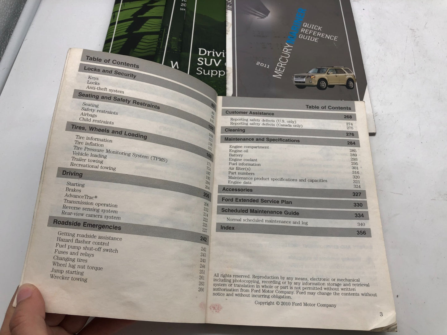 2011 Mercury Mariner Owners Manual Set with Case OEM R01B08016