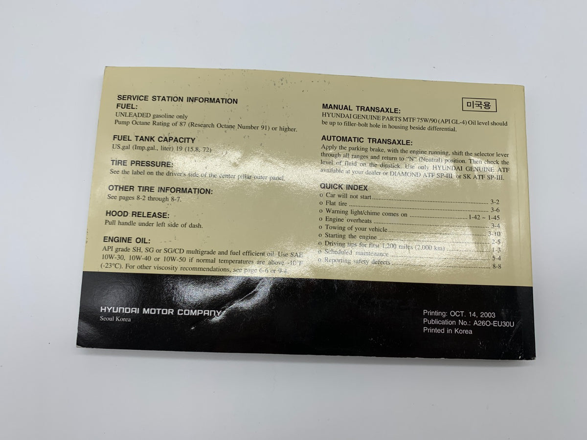 2004 Hyundai Santa FE Owners Manual OEM C02B53062