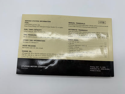 2004 Hyundai Santa FE Owners Manual OEM C02B53062