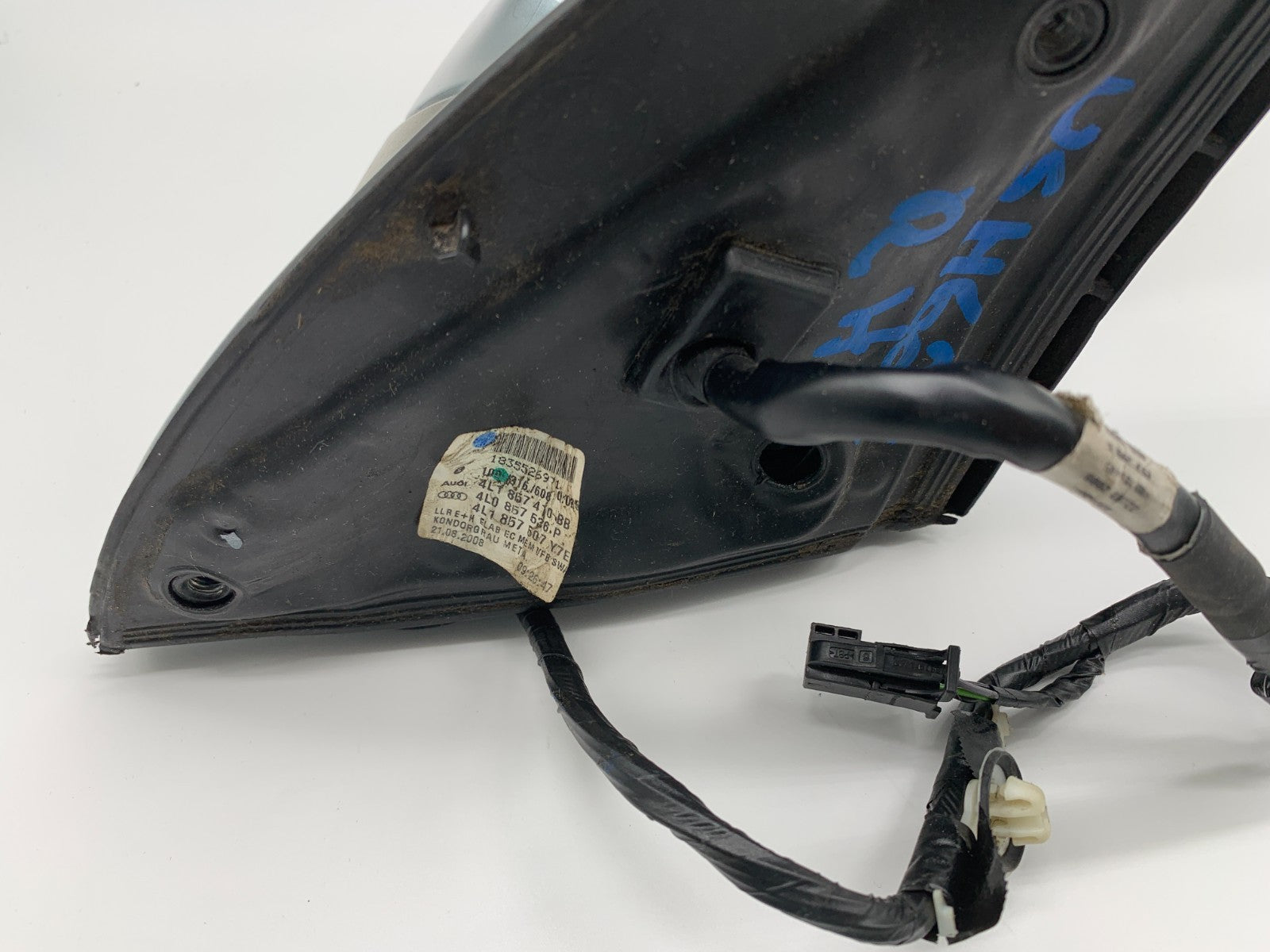 2007-2009 Audi Q7 Passenger Side View Power Door Mirror Blue OEM BSA C04B40008