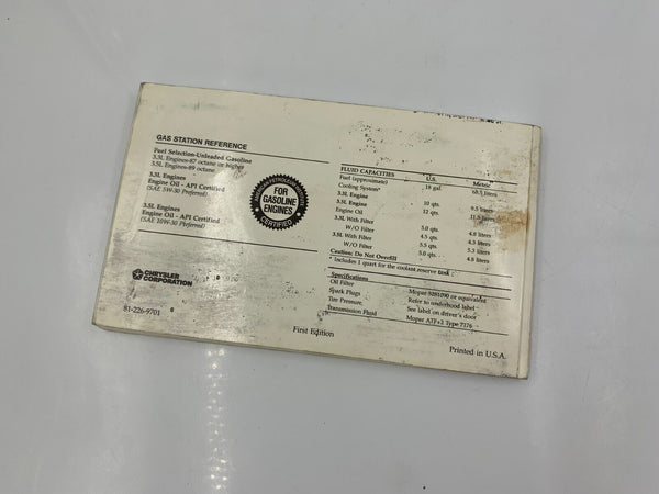 1997 Dodge Intrepid Owners Manual OEM G04B51049