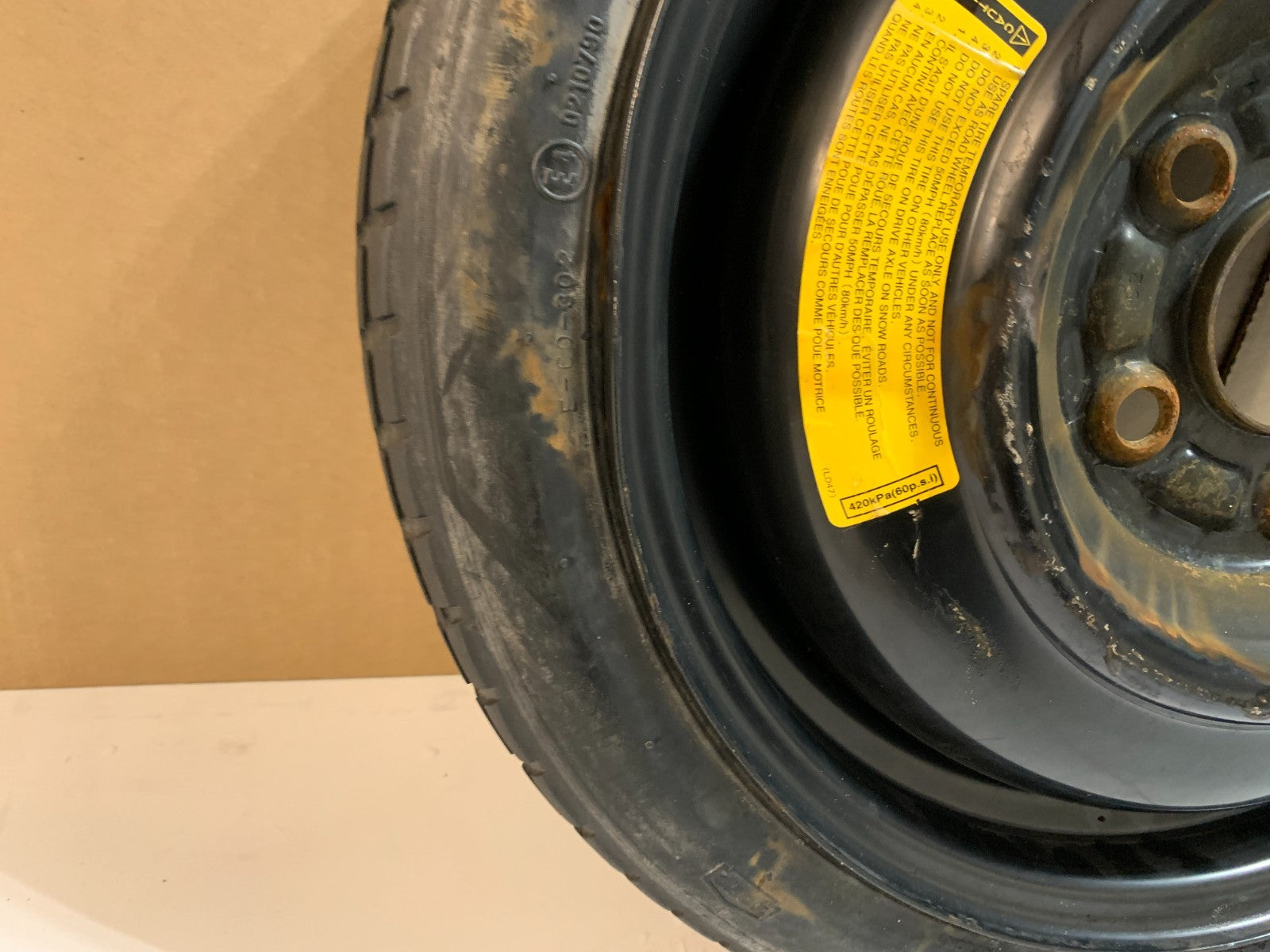 2010-2013 Mazda 3 Mazda3 15" Spare Tire Compact Donut T115/70D15 OEM