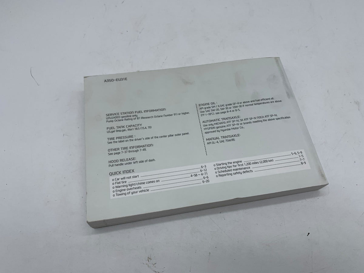 2013 Hyundai Sonata Owners Manual OEM R01B20017