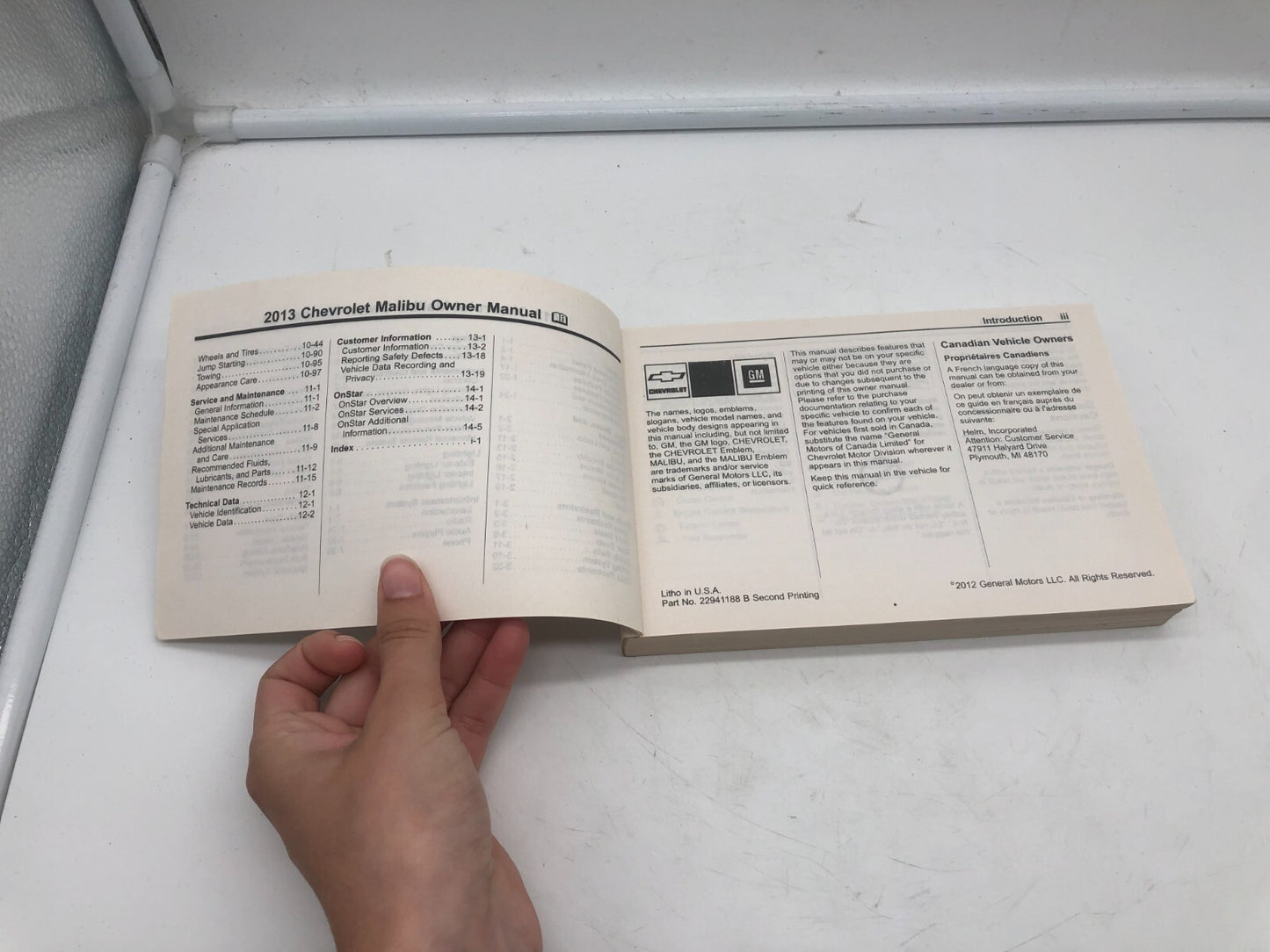 2013 Chevrolet Malibu Owners Manual OEM A03B35053