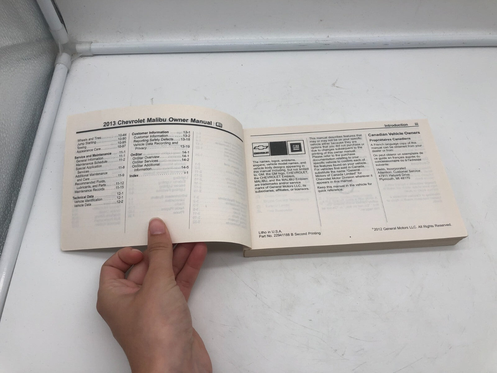 2013 Chevrolet Malibu Owners Manual OEM A03B35053