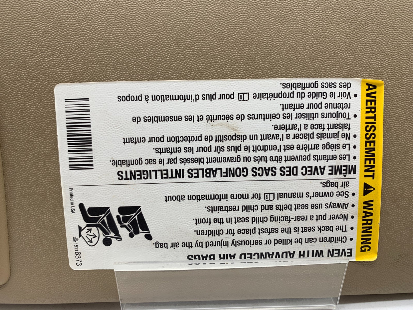 2003-2007 Cadillac CTS Driver Sun Visor Beige Illuminated OEM A01B40012