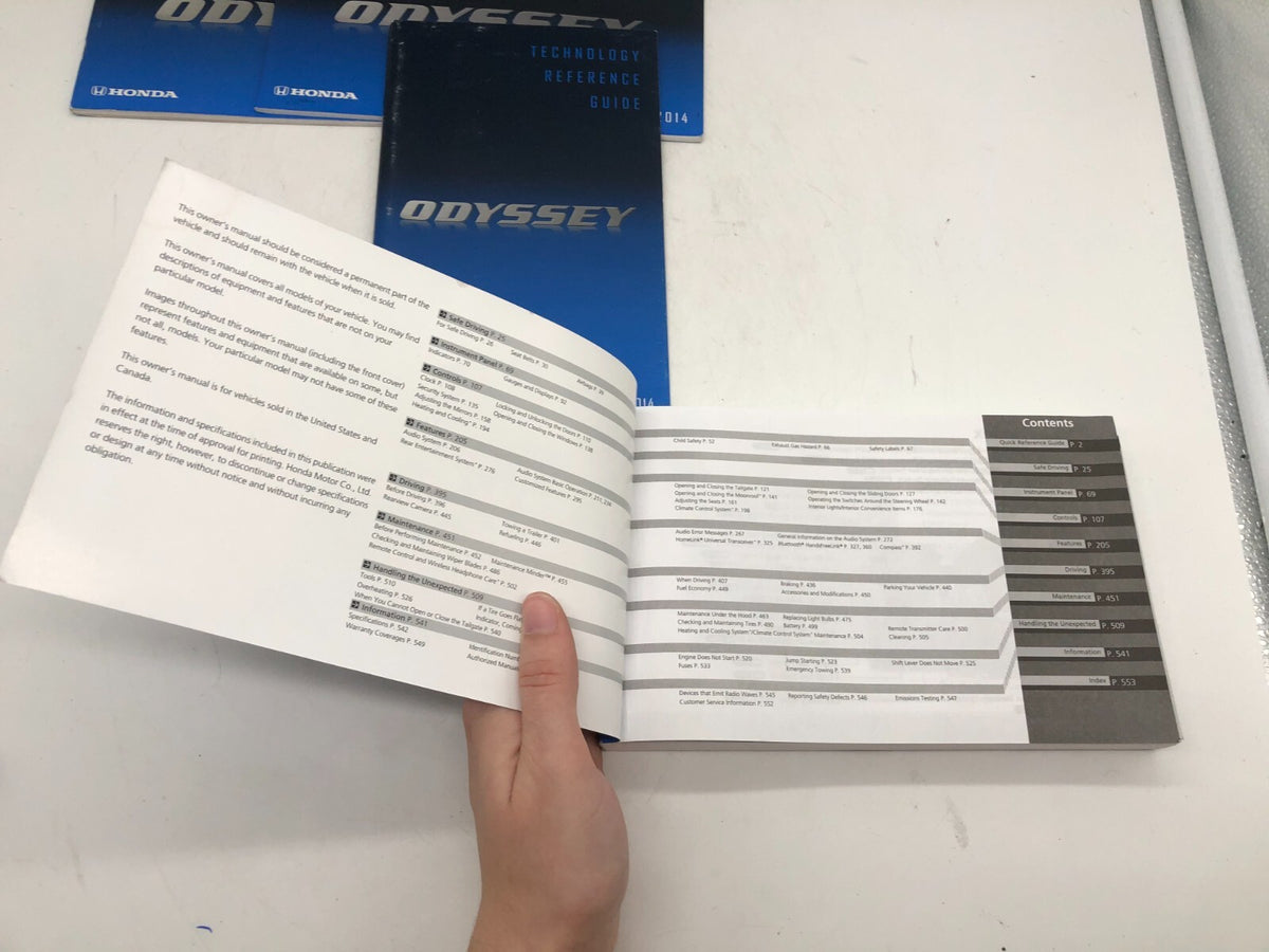 2014 Honda Odyssey Owners Manual Set OEM