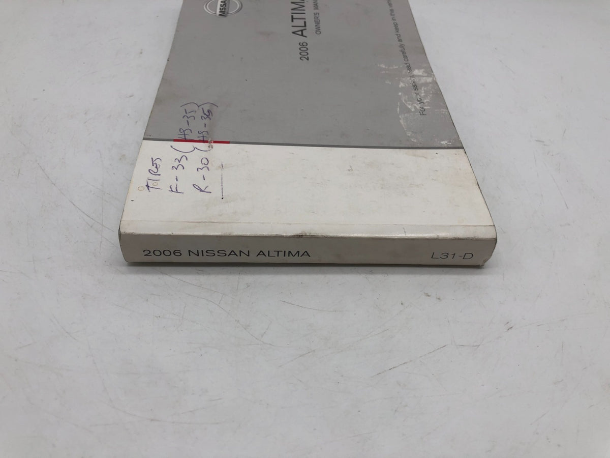 2006 Nissan Altima Owners Manual OEM R01B20006