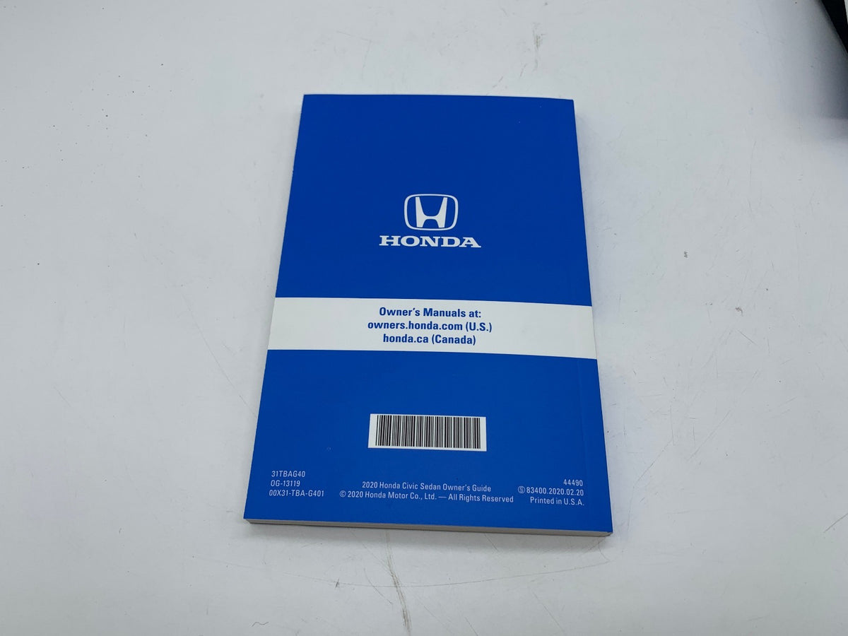 2020 Honda Civic Sedan Owners Manual Set with Case OEM R01B30008