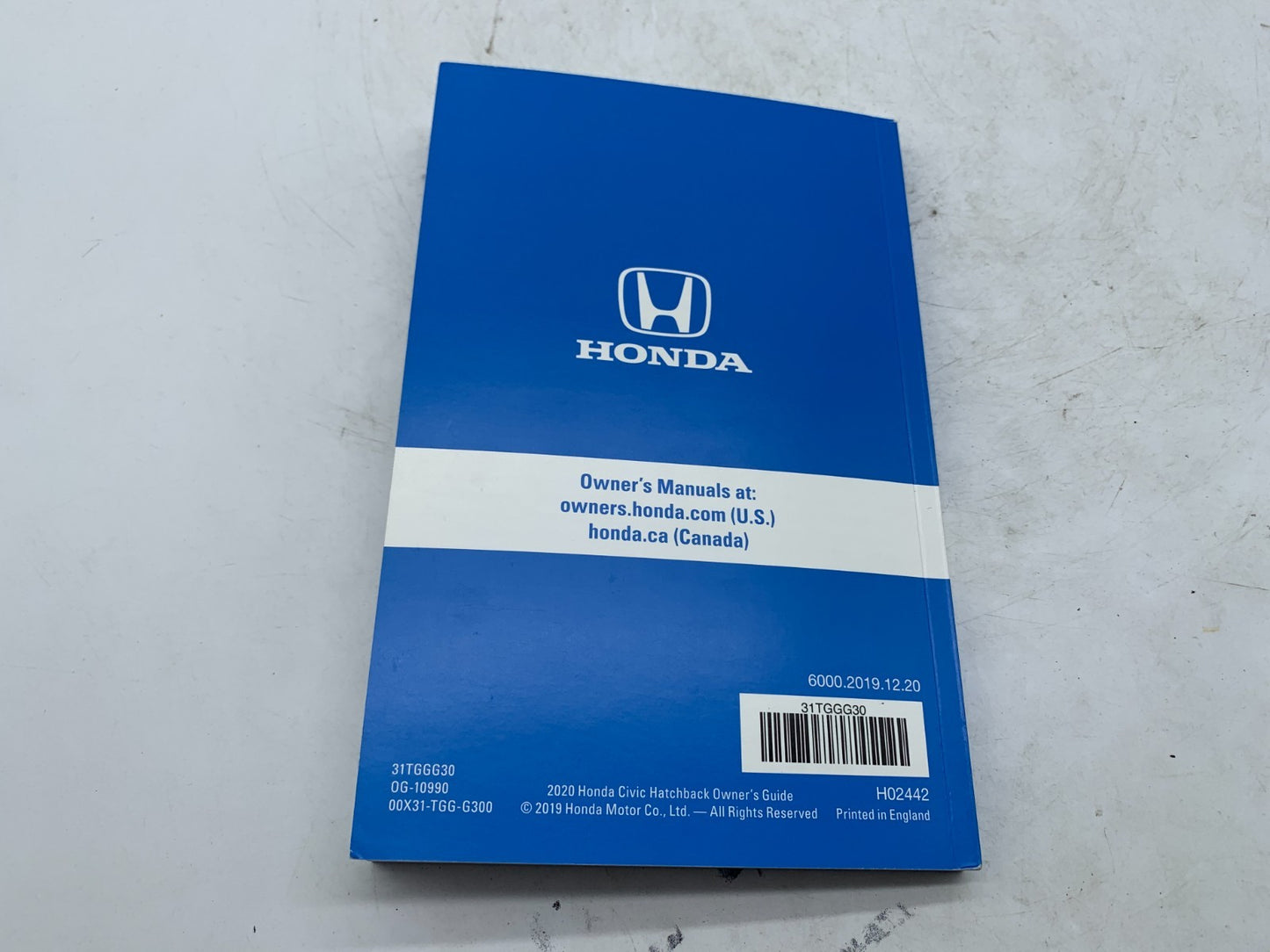2020 Honda Civic Hatchback Owners Manual Set with Case OEM A03B39077