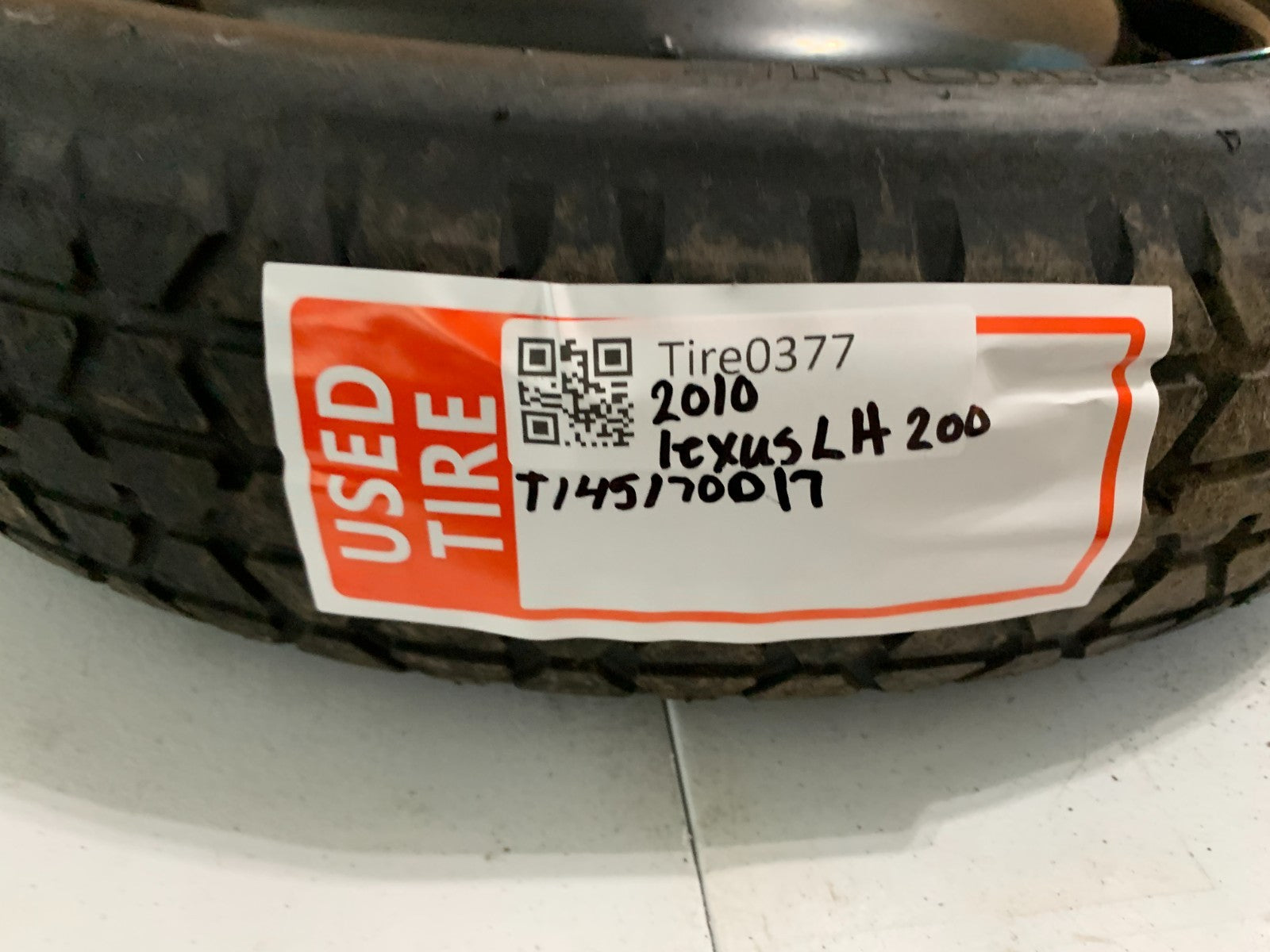 2010-2012 Lexus HS250 HS 250 17" Spare Tire Wheel Compact Donut T145/70D17
