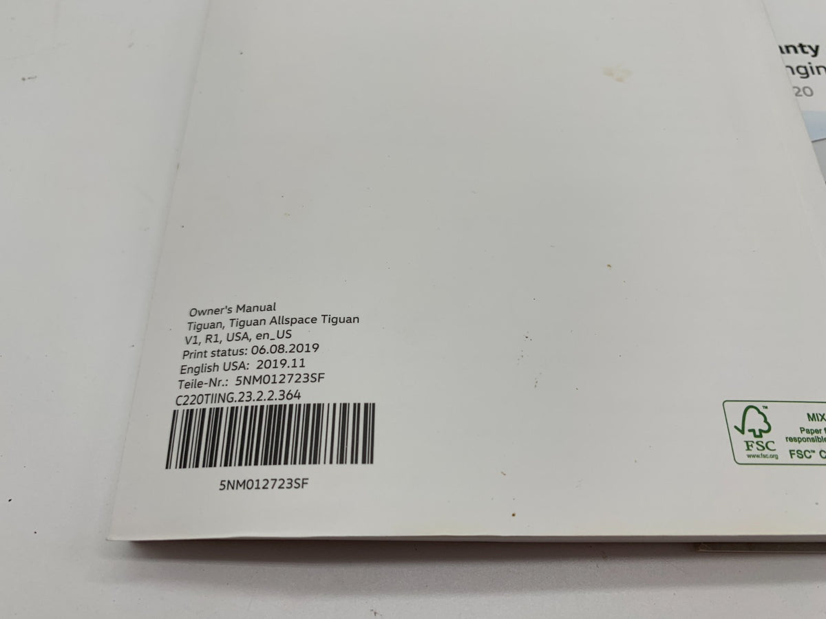 2019 Volkswagen Tiguan Tigan Allspace Owners Manual Set with Case OEM B01B04049