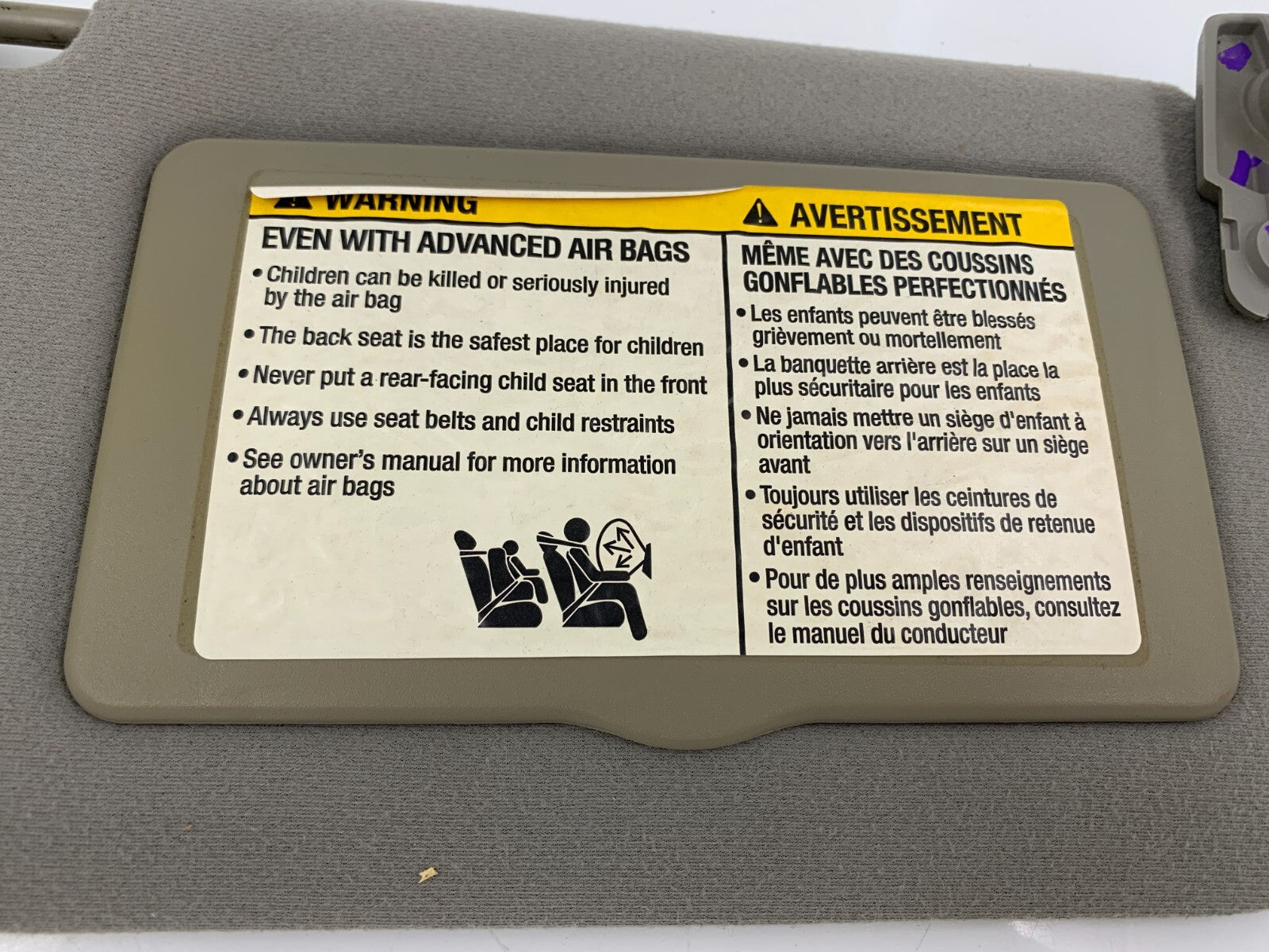 2005 Nissan Maxima Passenger Sun Visor Gray Illumination OEM C04B14033