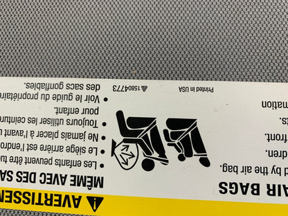 2017-2021 Chevrolet Trax Passenger Sun Visor Gray OEM A04B54037