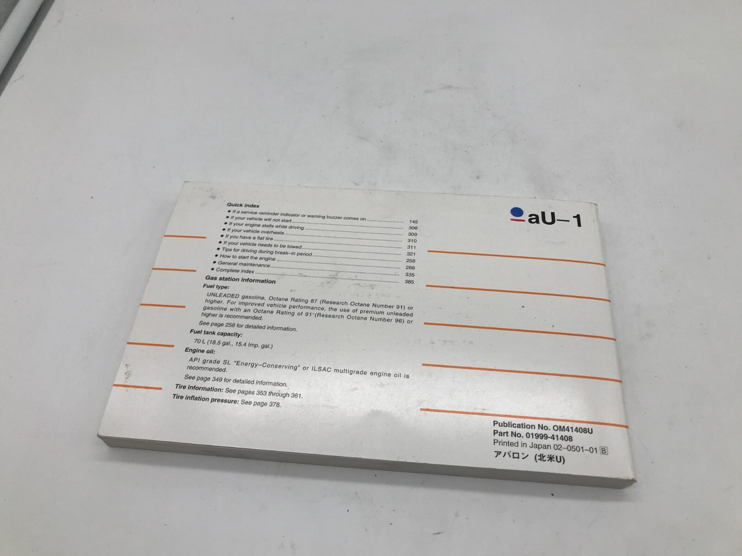 2005 Toyota Avalon Owners Manual Set OEM