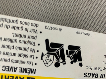 2013-2016 Chevrolet Malibu Driver Sun Visor Gray Illuminated OEM D01B52035