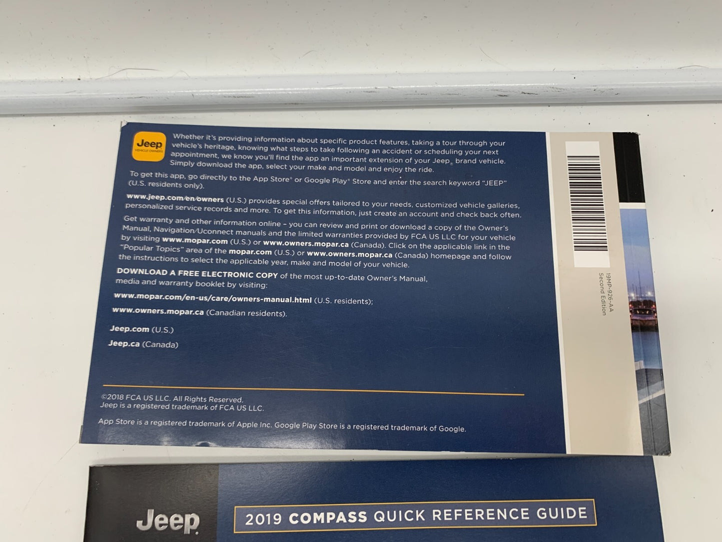 2019 Jeep Compass Owners Manual User Guide Set OEM B04B34018