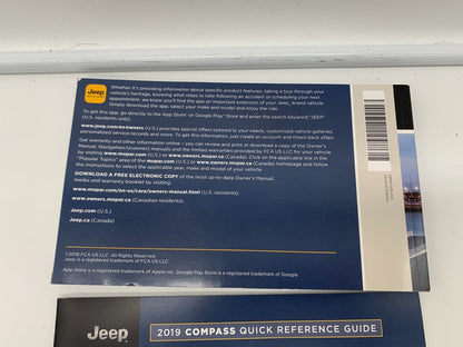 2019 Jeep Compass Owners Manual User Guide Set OEM B04B34018